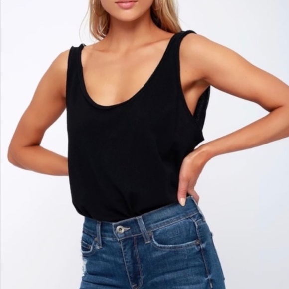 Free People Tops - NWT Free People Sydney Black Tank Bodysuit large